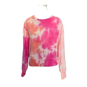 Aqua Tie-dye Pink And Orange Pullover Sweatshirt Size Small